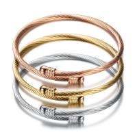 Nehrđajući čelik Pljuska Bangle, pozlaćen, Podesiva & modni nakit & za žene, više boja za izbor, 2.9mmuff0c60mm, Unutarnji promjer:Približno 60mm, Prodano By Strand