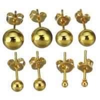 Roestvrij staal Stud Earring, gold plated, verschillende grootte voor keus & voor vrouw, 12paren/Lot, Verkocht door Lot