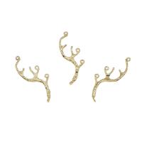 Messing Schmuck Verbinder, Branch, goldfarben plattiert, 2/2-Schleife, frei von Nickel, Blei & Kadmium, 18x36mm, Bohrung:ca. 1mm, 50PCs/Tasche, verkauft von Tasche