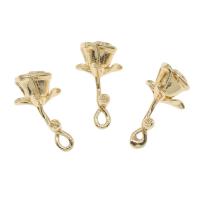 Messing Schmuck Anhänger, Blume, goldfarben plattiert, frei von Nickel, Blei & Kadmium, 11x21mm, Bohrung:ca. 1.3mm, 50PCs/Tasche, verkauft von Tasche