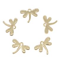 Messing hangers, Dragonfly, gold plated, nikkel, lood en cadmium vrij, 9x12mm, Gat:Ca 0.5mm, 80pC's/Bag, Verkocht door Bag