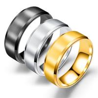 Titanium Stål Fingerring, forgyldt, forskellig størrelse for valg & for mennesket, flere farver til valg, 8mm, 10pc'er/Lot, Solgt af Lot