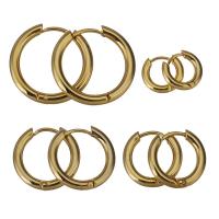 Mens acier inoxydable Hoop boucles d'oreilles, Placage de couleur d'or, bijoux de mode & normes différentes pour le choix & pour femme, 12pairescouple/lot, Vendu par lot