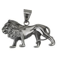 Rustfrit stål Animal Pendler, Stainless Steel, Lion, oprindelige farve, 45x25x7.50mm, Hole:Ca. 7x9mm, Solgt af PC