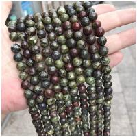 Dragon + Blood + Stone Kraal, Ronde, gepolijst, DIY & verschillende grootte voor keus, gemengde kleuren, Lengte Ca 15 inch, 10strengen/Lot, Verkocht door Lot