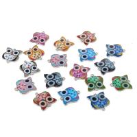 Animal Zinc Alloy Connector Owl plated & enamel & 1/1 loop nickel lead & cadmium free 19*19mm 10/Bag Sold By Bag