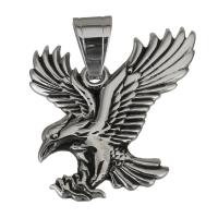 Cruach dhosmálta pendants Ainmhithe, Eagle, blacken, 30x35x2mm, Poll:Thart 7x7.5mm, Díolta De réir PC