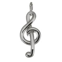 Rustfrit stål smykker Vedhæng, Stainless Steel, Music Note, oprindelige farve, 13x36.50x6mm, Hole:Ca. 3.5mm, Solgt af PC