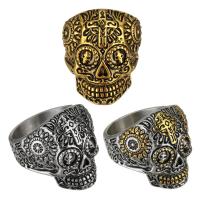 Rustfrit stål fingre Ringe, Stainless Steel, Skull, forgyldt, Unisex, flere farver til valg, 28mm, Hole:Ca. 5x7.5mm, Størrelse:8, Solgt af PC