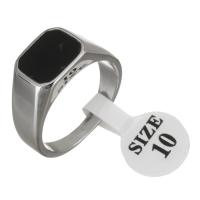 Vinger Ring in edelstaal, Roestvrij staal, uniseks & epoxy sticker, oorspronkelijke kleur, 10.50mm, Gat:Ca 5x7.5mm, Maat:10, Verkocht door PC