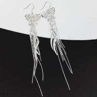 Pendientes de Aleación de Zinc, Mariposa, chapado, para mujer & con diamantes de imitación, más colores para la opción, libre de níquel, plomo & cadmio, 140mm, Vendido por Par