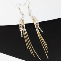 Zinc Alloy Tassel Earring, plated, voor vrouw & met strass, meer kleuren voor de keuze, nikkel, lood en cadmium vrij, 140mm, 2paren/Lot, Verkocht door Lot