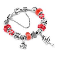 alliage de zinc bracelet European, avec Oeil de chat & cristal, Placage, normes différentes pour le choix & pour femme, rouge, protéger l'environnement, sans nickel, plomb et cadmium, Vendu par brin