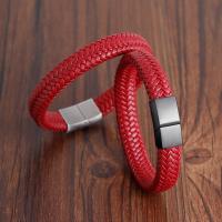 cuir PU bracelet, avec acier inoxydable, normes différentes pour le choix & pour homme, plus de couleurs à choisir, Vendu par PC