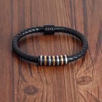 Cuero de PU Pulsera, con acero inoxidable, diverso tamaño para la opción & para hombre, Vendido por UD