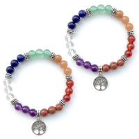 Gemstone Bracciali, lega in zinco, with pietra preziosa, placcato, unisex, multi-colore, Venduto per 7.4 pollice filo