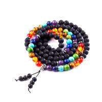 Energy Stone Wrap armband, met Edelsteen & Lava, plated, uniseks, multi-gekleurde, 6-8mm, Per verkocht 7.4 inch Strand