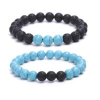 Gemstone Bracciali, Pietra naturale, with pietra preziosa & lava, placcato, unisex, nessuno, Venduto per 7.2 pollice filo