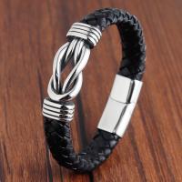 Titanium Staal Armband, met PU, verschillende grootte voor keus & voor de mens, Verkocht door PC