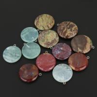 Pietra naturale pendente, with agate & ottone, placcato color argento, misto, 30-35x33-38x5-7mm, Foro:Appross. 2mm, 10PC/lotto, Venduto da lotto