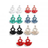 Seedbead Tassel Earring, met Katoen draad, handgemaakt, geweven patroon & voor vrouw, meer kleuren voor de keuze, nikkel, lood en cadmium vrij, 80mm, Verkocht door pair