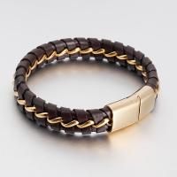 PU Leather Bracelet with Stainless Steel & for man Sold By PC