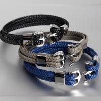 PU Armband, met Roestvrij staal, multilayer & verschillende grootte voor keus & voor de mens, meer kleuren voor de keuze, Verkocht door PC