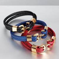 PU Leather Bracelet with Stainless Steel & for man Sold By PC