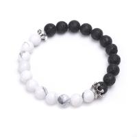 Gemstone Bracciali, pietra preziosa, with magnesite & lava, placcato, materiali diversi per la scelta & unisex, nessuno, Lunghezza 7.3 pollice, 3/lotto, Venduto da lotto