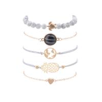 Zinklegierung Armband-Set, mit Edelstein & Baumwolle Schnur, 5 Stück & Modeschmuck & für Frau, 2SetsSatz/Menge, verkauft von Menge