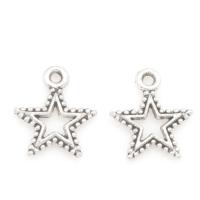 Zink Alloy Star Pendant, antik silver pläterad, nickel, bly och kadmium gratis, 17x14x2mm, Hål:Ca 1.5mm, Ca 142PC/Bag, Säljs av Bag