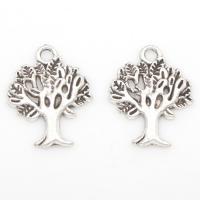 Colgantes de Aleación de Zinc, Árbol, chapado en color de plata antigua, libre de níquel, plomo & cadmio, 21x16x1mm, agujero:aproximado 3mm, aproximado 100PCs/Bolsa, Vendido por Bolsa