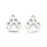 Ciondoli in lega di zinco, lega in zinco, bear Paw, placcato argento antico, cavo, assenza di nichel,piombo&cadmio, 13x11x1mm, Foro:Appross. 2mm, Appross. 125PC/borsa, Venduto da borsa