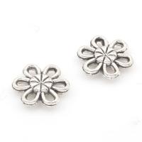 Flower Alloy Sinc nascóirí, Sinc Alloy, dath airgid antique plátáilte, 3/3 lúb, nicil, luaidhe & caidmiam saor in aisce, 11*2mm, Poll:Thart 1mm, Thart 166ríomhairí pearsanta/Mála, Díolta De réir Mála