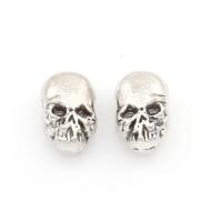 Zink Alloy Smycken Pärlor, Skull, antik silver pläterad, nickel, bly och kadmium gratis, 13x9x8mm, Hål:Ca 2mm, Ca 30PC/Bag, Säljs av Bag