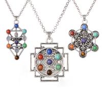 Jewelry Gemstone muince, Sinc Alloy, le Gemstone, plátáilte, unisex, dathanna níos mó le haghaidh rogha, nicil, luaidhe & caidmiam saor in aisce, Díolta Per 23.6 Inse Snáithe