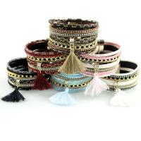 Pulseiras de fio de PU, Couro do plutônio, with Corda de nylon, banhado, unissex & com strass, Mais cores pare escolha, vendido para 7.5 inchaltura Strand