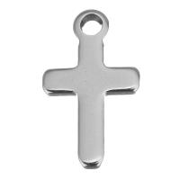 Roestvrij staal Cross Hangers, Oversteken, oorspronkelijke kleur, 12x21x1.50mm, Gat:Ca 2.5mm, 500pC's/Lot, Verkocht door Lot