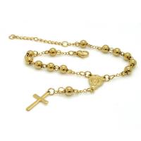 Roestvrij staal armbanden, met 1.96lnch extender keten, Crucifix Cross, plated, voor vrouw, meer kleuren voor de keuze, Per verkocht Ca 7.2 inch Strand