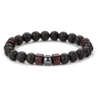 Lava Armband, mit Holz, unisex & verschiedene Stile für Wahl, schwarz, 8mm, Länge ca. 7.49 ZollInch, 10SträngeStrang/Menge, verkauft von Menge