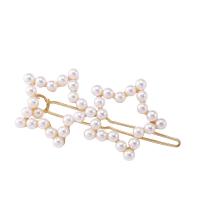 Haar Clip, Zinc Alloy, met Plastic Pearl, Ster, plated, voor vrouw, meer kleuren voor de keuze, nikkel, lood en cadmium vrij, 60mm, 5pC's/Lot, Verkocht door Lot