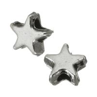 Abalorios de Aleación de Zinc , Estrella Aplanada, plateado, libre de níquel, plomo & cadmio, 5.50x5x3mm, agujero:aproximado 1.5mm, 50PCs/Grupo, Vendido por Grupo