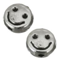 Bijoux de perles en alliage de Zinc , Visage de sourire, émail, argent, protéger l'environnement, sans nickel, plomb et cadmium, 6x3mm, Trou:Environ 1mm, 50PC/lot, Vendu par lot