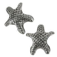 Zinc Alloy stort hul vulst, Starfish, emalje, sølv, nikkel, bly & cadmium fri, 13x14x7mm, Hole:Ca. 5mm, 50pc'er/Lot, Solgt af Lot