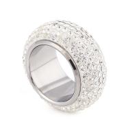 Anillo de dedo acero inoxidable del Rhinestone, Partículas de acero, diverso tamaño para la opción & para mujer & con diamantes de imitación, 15mm, tamaño:6-12, Vendido por UD