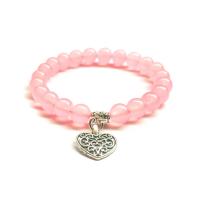 Rose Quartz Armbånd, med Zinc Alloy, forgyldt, mode smykker & Unisex, lyserød, 8mm, Solgt Per 7.2 Strand