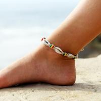 Shell anklet, med Bomuld Cord, forgyldt, mode smykker & for kvinde, flerfarvede, Solgt af Strand