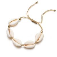 Shell Woven Ball armbånd, med Bomuld Cord, forgyldt, justerbar & for kvinde, Solgt af Strand