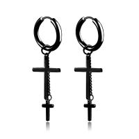 Acier titane Boucles d'oreilles pendantes Hoop Huggie, croix, unisexe & styles différents pour le choix, 3PC/lot, Vendu par lot