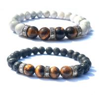 Gemstone Náramky, Drahokam, s Zinek, různé materiály pro výběr & unisex, Prodáno za 7.2 inch Strand